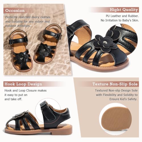 Image of Boys Girls Sandals Open Toe Breathable Princess Non-Slip Flats Summer Beach Lightweight Rubber Sole Sandals (Toddler /Little Kid)