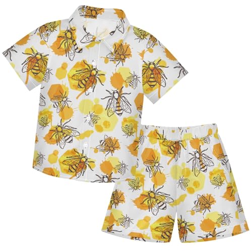 Image of visesunny Boys Hawaiian Shirt and Short Set Summer Outfit Kids 2 Piece Clothes Set 3-10Y