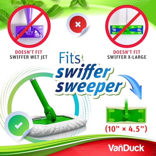 Image of VanDuck Reusable 100% Cotton Mop Pads for Swiffer Sweeper (4-Pack) | Mop not included, reusable terry cloth mop covers, cotton replacement refills, machine washable wet mopping pads