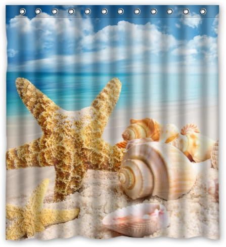 Happy Shopping Go Custom Starfish And Seashells Waterproof Bathroom Fabric Shower Curtain 66" x 72"