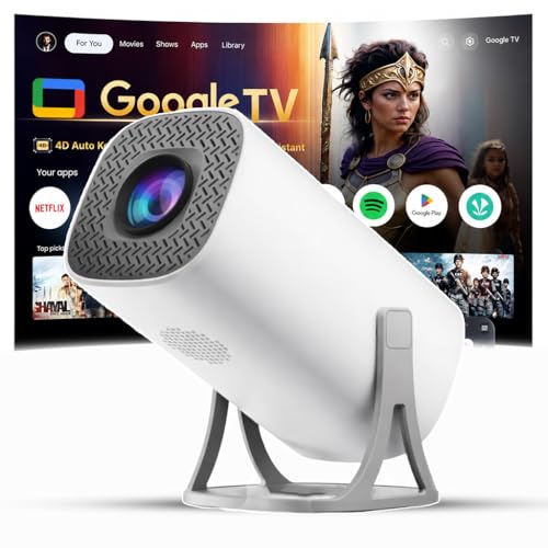 Image of OLV Portable Smart Mini Projector, 4K 1080P Full HD Supports Netflix, Prime and YouTube Etc WiFi 5G, BT-5.0, Cinema Projector 180 Android 14, Compatible with TV Stick /Windows /iOS /Android