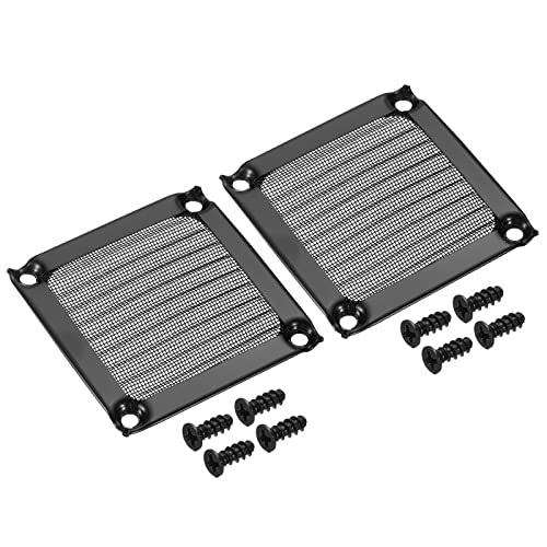 PATIKIL 60mm Fan Filter Grills with Screws, 2 Pack Aluminum Frame Stainless Steel Mesh Dustproof Cover for Computer Case Black