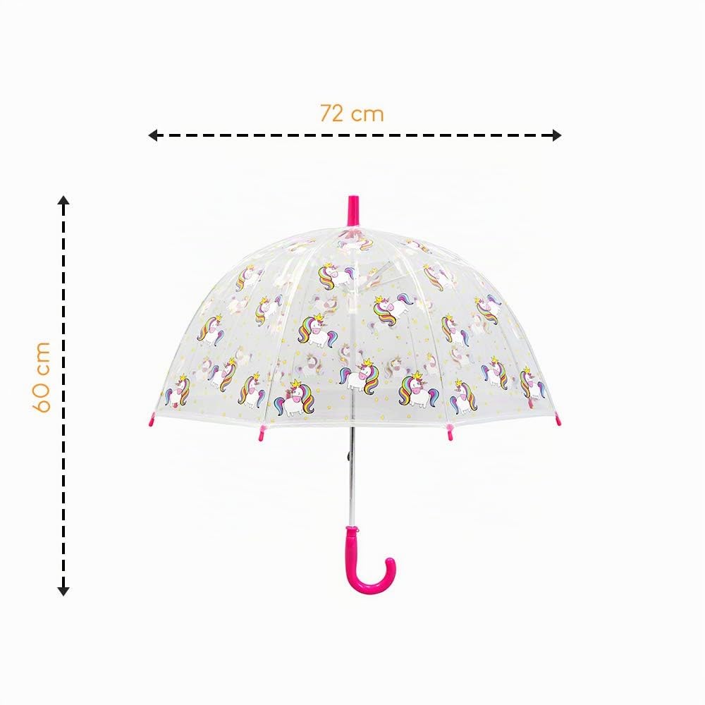 Susino Parapluie Cloche Licorne Fille, Transparent, 72 cm