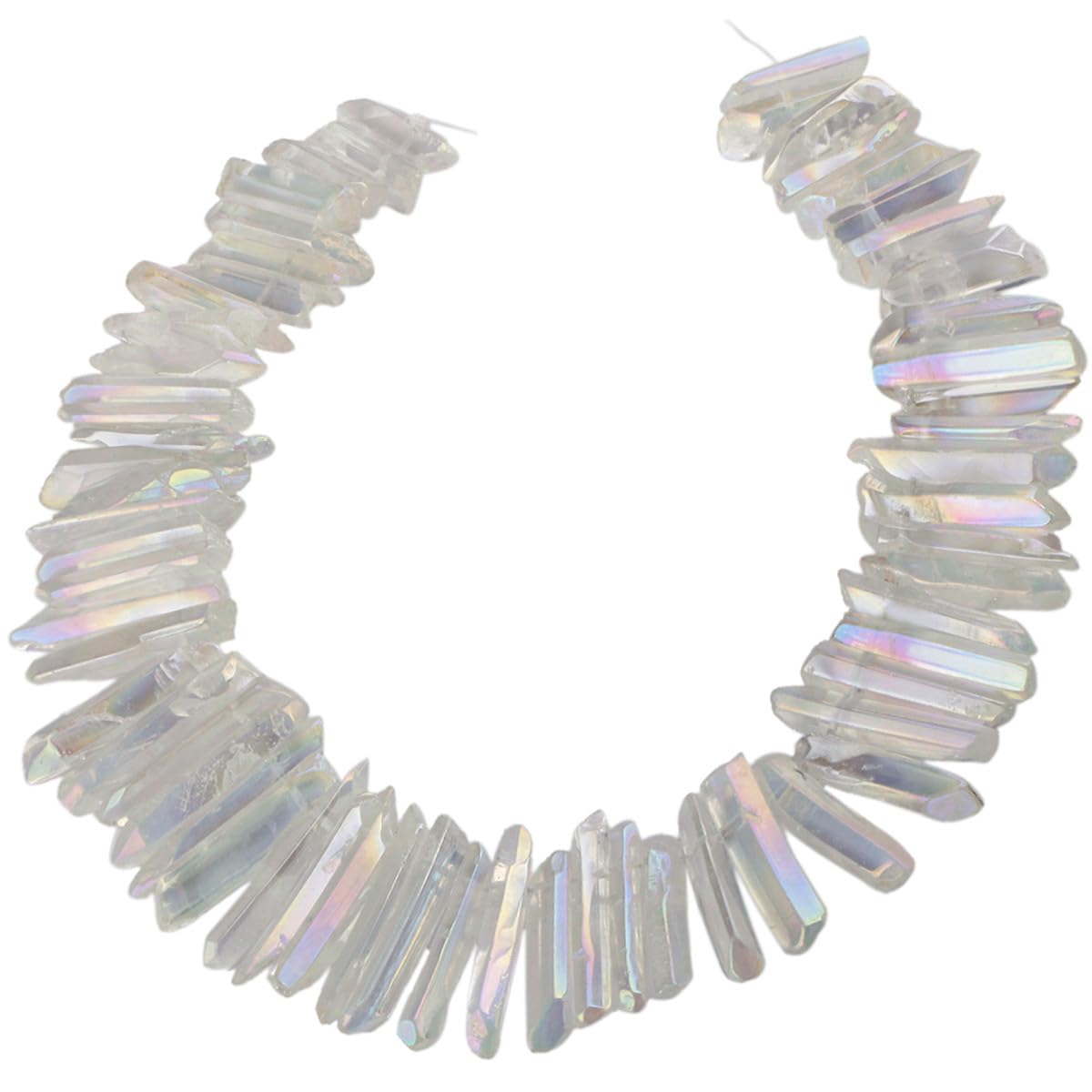 Nupuyai White Titanium Coated Irregular Rock Crystal Points for DIY Jewellery Making, Polished Sticks Aura Crystal Quartz Spike Stone Beads