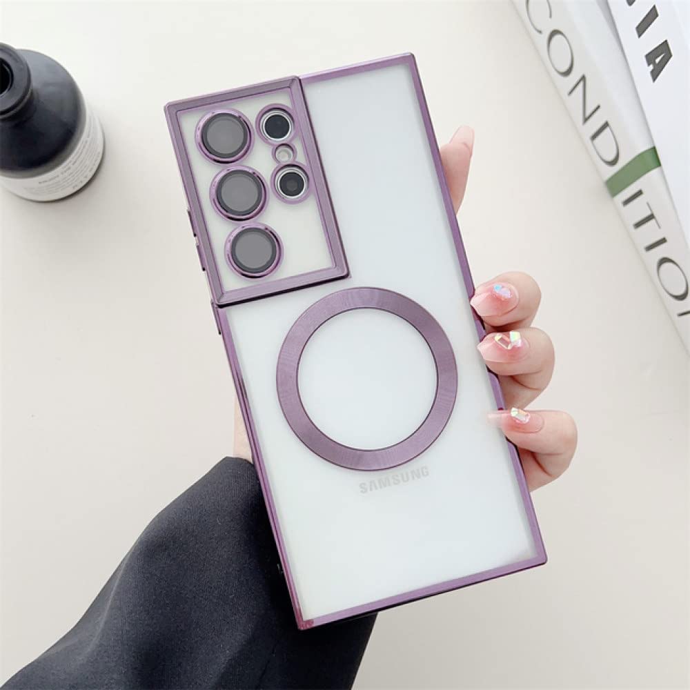 Coque Note 20 magnétique transparente violette Samsung Galaxy compatible induction - 6