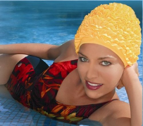 Fashy, Cuffia da Bagno Donna con Ruches, Blu