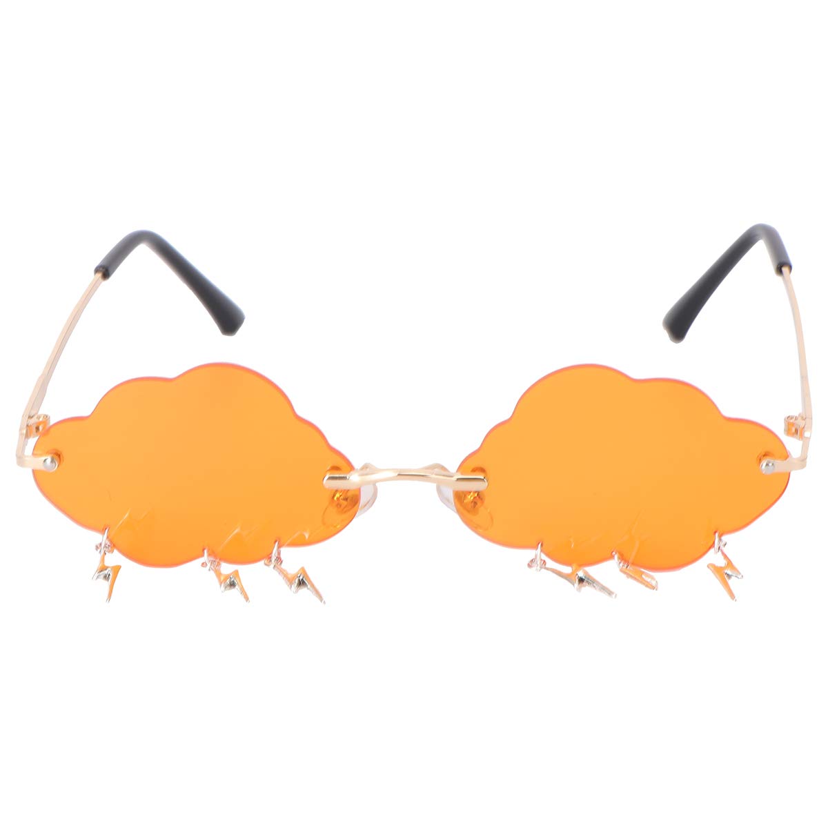 Cloud Sunglasses：Irregular Cloud Frame Orange Semi Transparent Lens - Lightweight Stylish Party Festival Photoshoot Reels Eyewear - Rimless Fashion Shades for Men Women-image-44