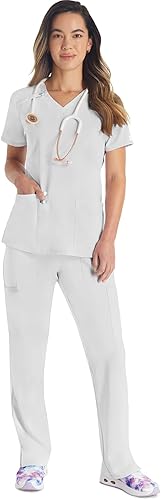 Vista 7 de Dickies EDS Essentials - Ropa quirúrgica con cuello en V para mujer con elástico en cuatro direcciones y absorbe la humedad, DK615