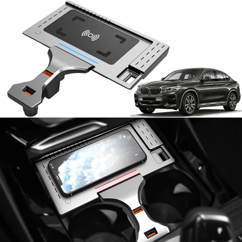 Kngiybo 2024 New Upgrade Wireless Car Charger for BMW X3/X4 2023 2022 2021 2020 2019 2018,Fast Charging Pad for Samsung and iPhone,15W Center Console Wireless Charger+USB*2