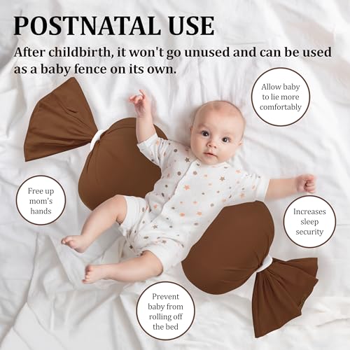 Image of TADO MUSLIN Pregnancy Pillow for Pregnant Women - Adjustable Full Body Maternity Pillow for Sleeping - Support for Back, HIPS, Legs, Belly - Premium, Washable, Comfortable Pregnancy Body Pillow Brown