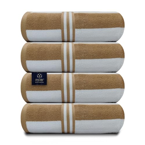 Recopilación de Toallas de playa que puedes comprar esta semana. 45 Organix - Toalla de playa de gran tamaño de 36 x 72 pulgadas, toallas de piscina grandes altamente absorbentes, 100% algodón hilado en anillo, paquete de 4 toallas de playa de...