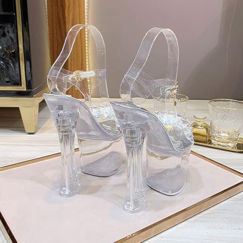 Sandales à plateforme transparentes YZCIS bout ouvert avec talons hauts de 7 pouces - 4