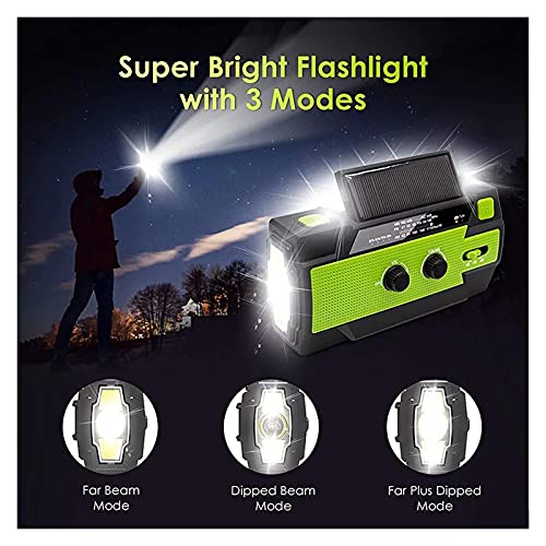 Image of 4000mAh Weather Radio Portable Emergency Radio with 3 Ways Powered AM /FM /NOAA Weather Alert Portable Radio with SOS Alarm Flashlight Reading Lamp and Cellphone Charger