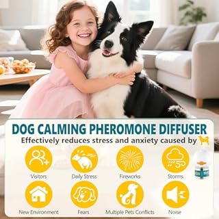 DKundZH Feromoni per Cani Calmanti, 3 in 1 Tranquillit Kit (1 Diffusore + 2 Ricaricha 48ml), Feromoni Tranquillanti Antistress per Cani Ansiosi, Rilassamento per Cani
