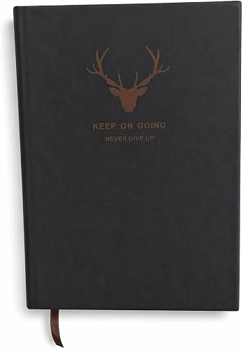 B5 Faux Leather “Keep On Going” Notebook Journal – Lined Writing Pages - Black