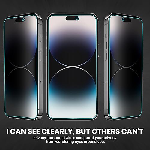 Image of ArmourPro Anti-Spy Privacy Tempered Glass for iPhone 14 Pro Max - Anti Peeping Screen Protector, Edge to Edge Full Coverage, 9H Hardness, Easy Installation Kit | Pack of 2