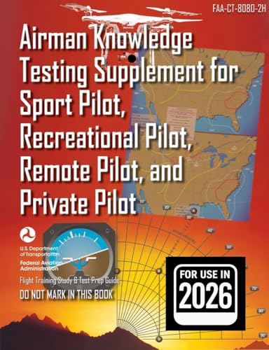 Airman Knowledge Testing Supplement for Sport Pilot, Recreational Pilot, Remote Pilot, and Private Pilot (FAA-CT-8080-2H): Test Prep Study Guide 2026