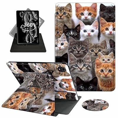ACWDMKH Case for iPad (A16) 11th Generation 11 Inch 2025,for iPad 11th Generation Case,360 Degree Rotating Swivel PU Leather Slim Stand Flip Folio Cover with Auto Wake/Sleep,Cat Family