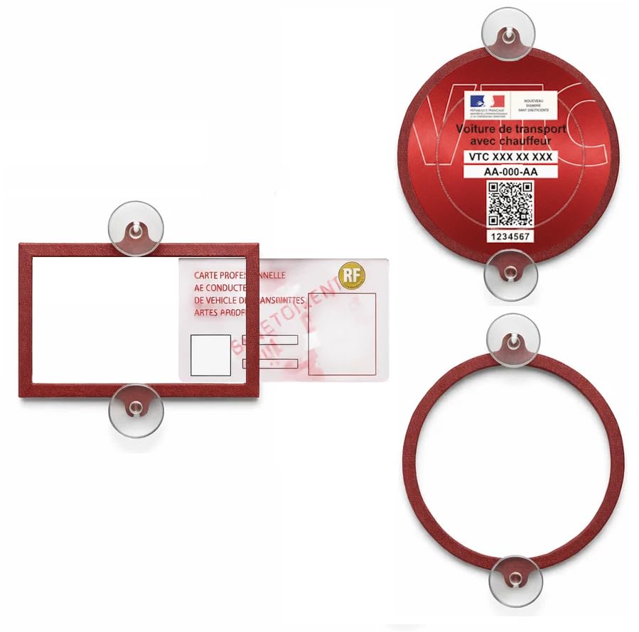 Support VTC Carte et Macaron Pare-Brise Avant et Arrière, Support Carte Professionnel et Porte Macaron pour Chauffeur VTC, Impression Claire et Résistante