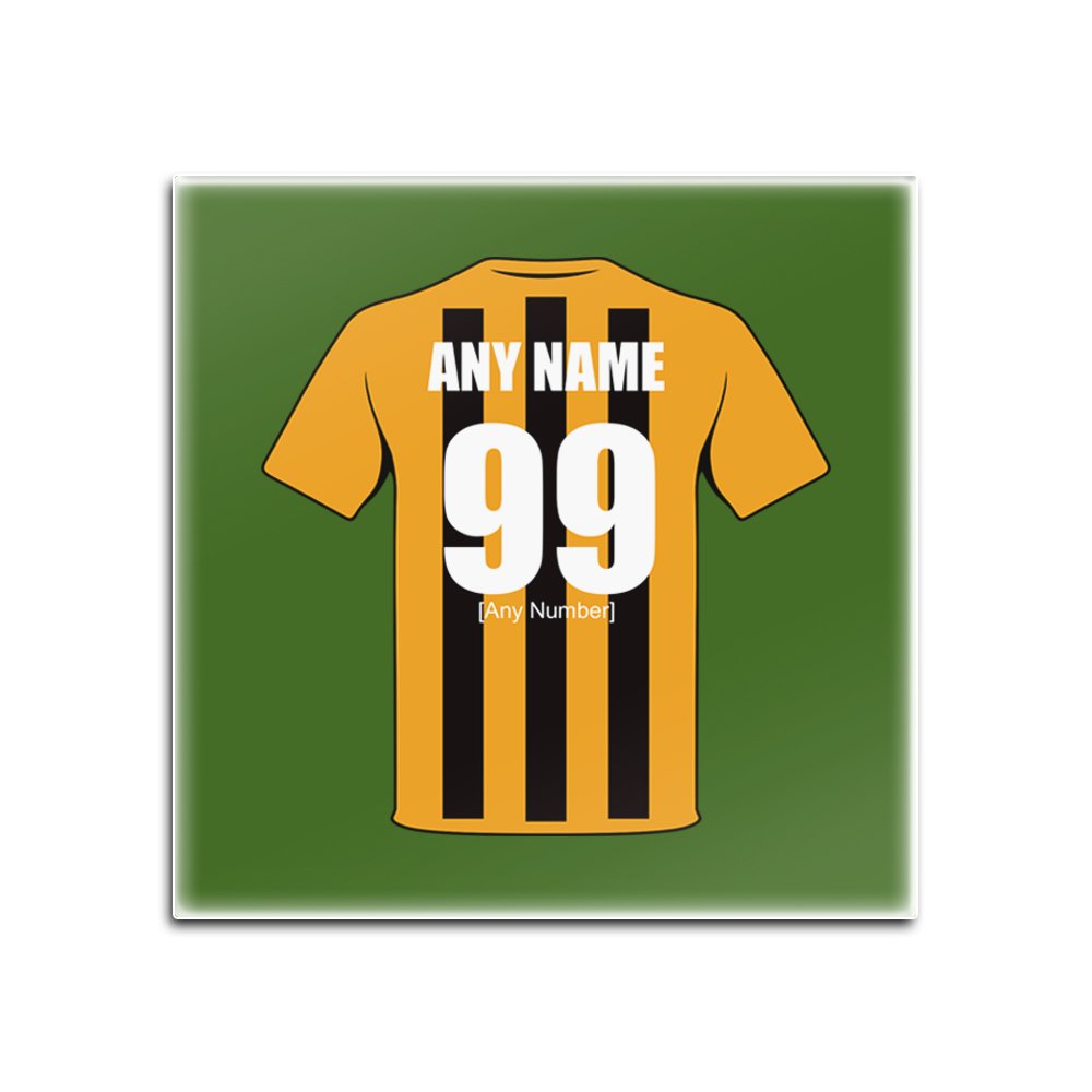 Sous-verres Hull City football en verre carré vert pour décoration de table de salon
