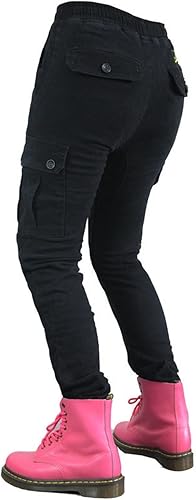 Miniatura 2 de Pantalones de motocicleta para mujer, leggings con relleno extraíble, detalles de bolsillo grande para aventura (color negro, talla XXS)