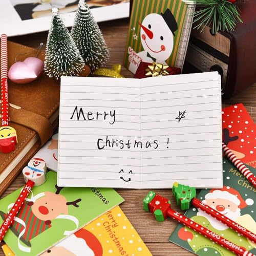 Sunshine smile 24 stück Mini Notizblock Weihnachten,Mini Tagebuch Weihnachten Notizblock Kinder,Kinder Tragbare Tasche Notebooks Weihnachtsmann, Schneemann für Mädchen Jungen