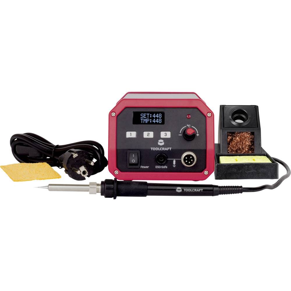 TOOLCRAFT ST-100D Digitale Lötstation I Mikroprozessorgesteuert I Regelungstechnik I LC-Display I Keramikheizelement I Lötspitzenreiniger I Potenzialausgleichsbuchse I 23 Watt