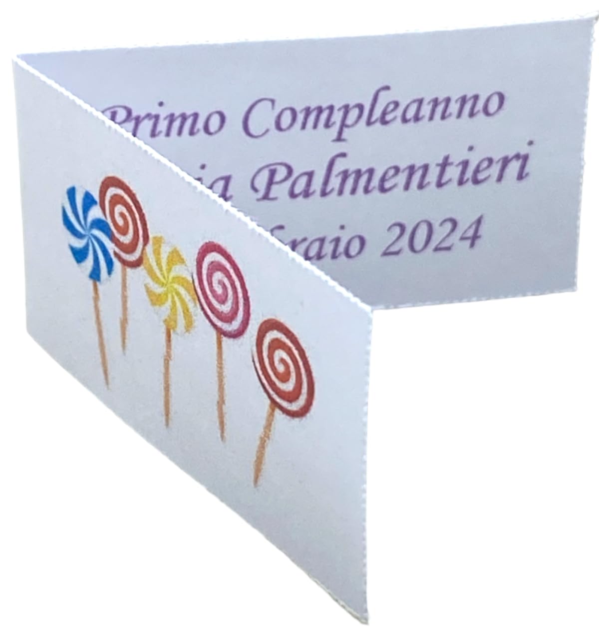 LE GEMME DI VENEZIA Bigliettini Bomboniera Compleanno con Immagine Lecca Lecca Stampa Personalizzata a Colori in Omaggio (Pezzi 200)