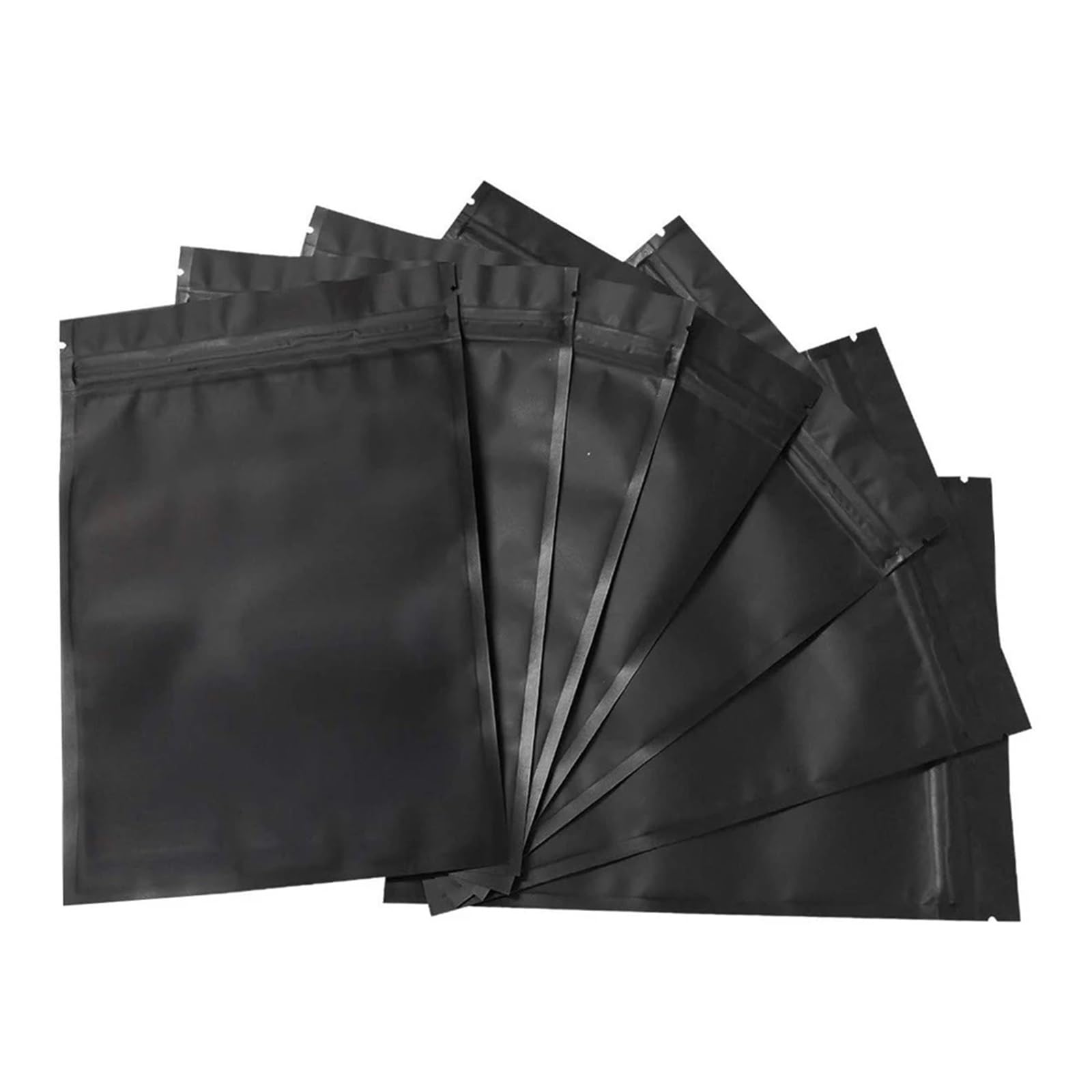 busta richiudibile, 50/100 pezzi richiudibili in polvere di erbe caffè con cerniera, sacchetti piatti, piccoli in alluminio chiusura a zip, in Mylar, neri opachi(Black 100pcs,12x18cm)