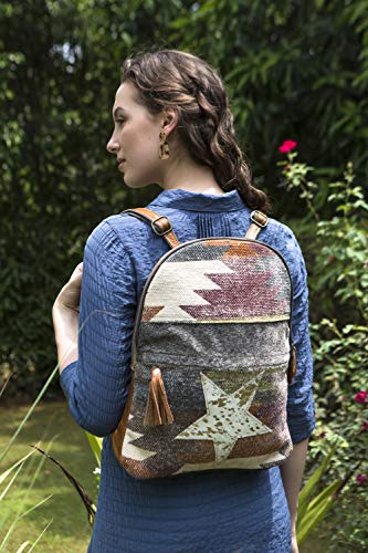 Myra Bags Superior Canvas, leather & Rug Backpack S-1927, Multicolour, Large2