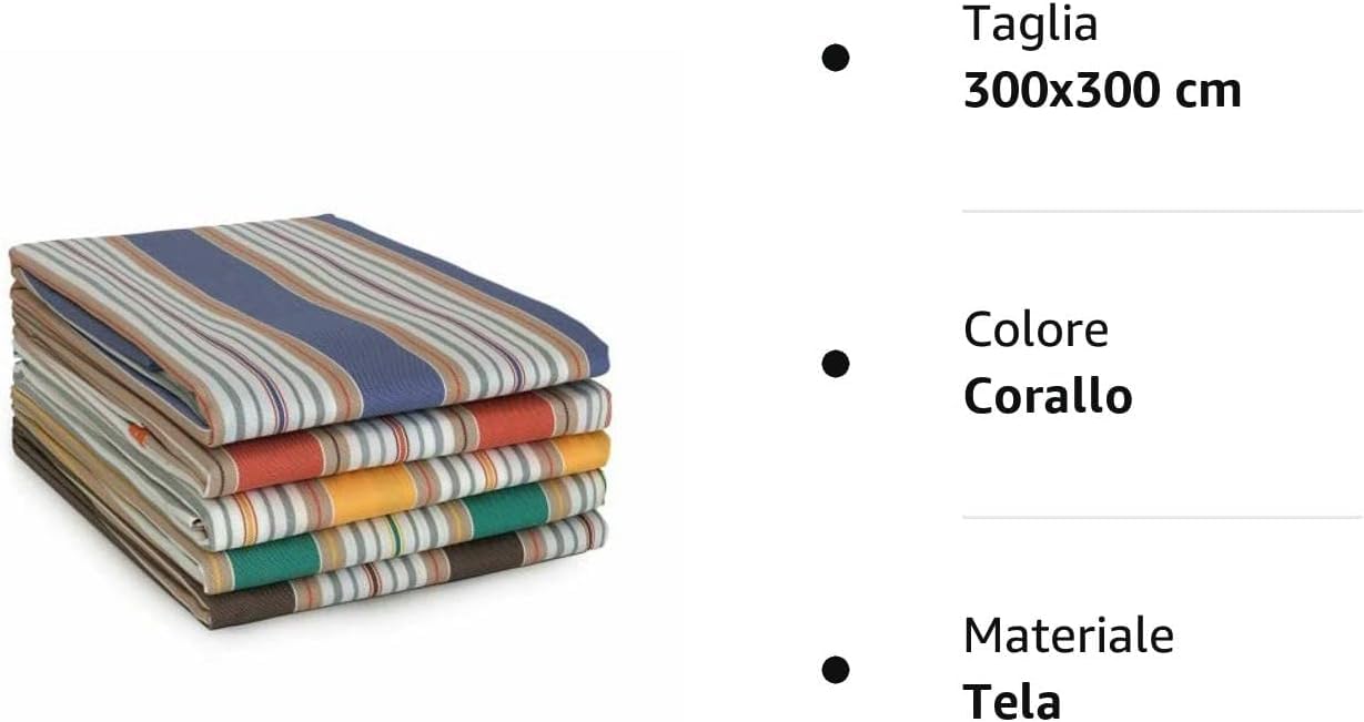 Corredocasa Tenda da Sole per Balcone a Righe Strette con Anelli per Esterno in Tessuto Resistente Blu 300x300 cm