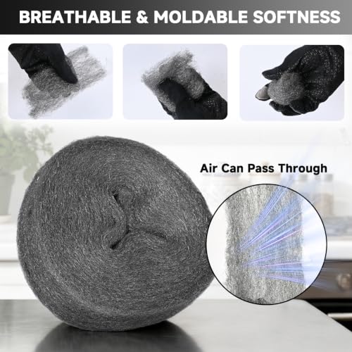 Image of Steel Wool Mice Control, 65FT(1.1LB)#2 Steel Wool, Keep Mouse Away from Holes, Barrier and Gap Filler for Home, Wall, Garden, Kitchen, Pipeline in Garage, Coarse