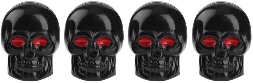 4pcs Universal Black Skull Car Wheel Tire Tyre Valve Stem Caps Dust Covers -Tuankay