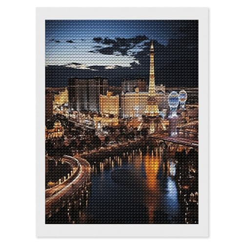 Pintura de diamantes de Las Vegas para decorar tu salón con un arte nocturno brillante