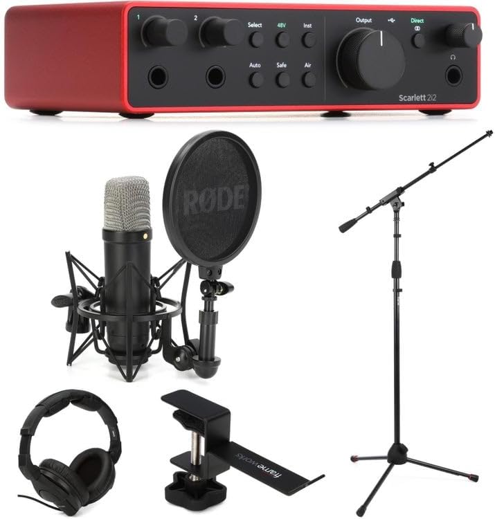 Paquete de grabación de voz con micrófono NT1 y interfaz de audio USB Focusrite Scarlett 2i2 de 4.ª generación