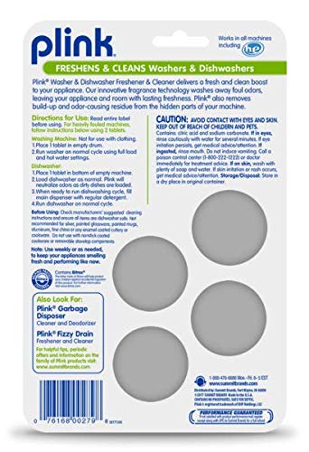 Plink Washer & Dishwasher Freshner and Cleaner, Stain Remover and Odor Eliminater for Washing Machine & Dishwasher, Pack of 3, 12 Count