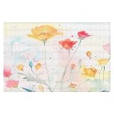 DiaNoche Woven Area Rugs, Kitchen Mats, Bath Mats by Sheila Golden - Poppy Festival Large 4x6 Ft