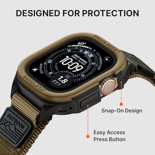 Image of Bandletic Rugged Case with Band Compatible with Apple Watch 49mm(Ultra 3 /2 /1),46mm(Series 11 /10), 45mm(Seriess 9 /8 /7),44mm(SE3 /SE2 /SE /6 /5 /4), Protective Cover Sport Accessories for iWatch Men