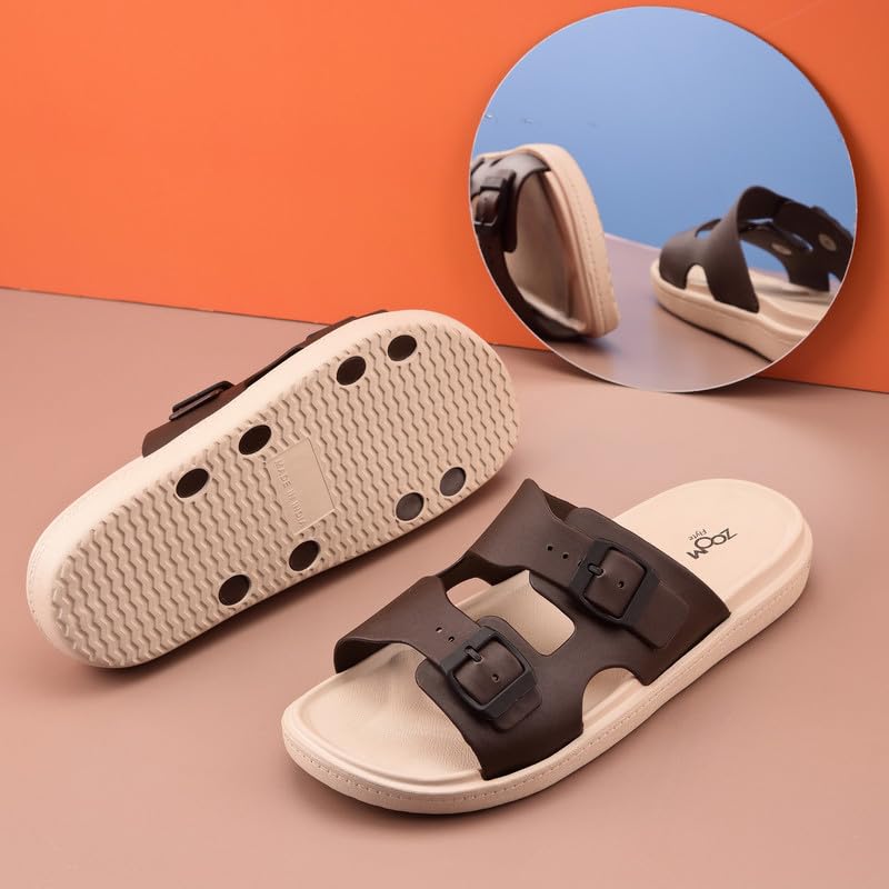 Image of Zoom Shoes FLTM04 Men's Sandals With Adjustable Buckle Strap Ultra Soft & Flexibility Anti Skid Comfortable Waterproof Daily Sandals for Men