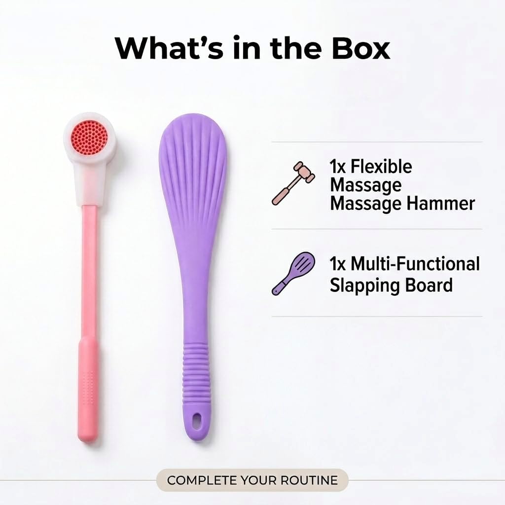 Lymphatic Drainage Massage Tool Set, 2-in-1 Silicone Hammer & Paddle Kit image 2