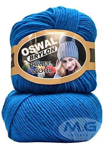 Image of OSWAL 100% Acrylic Wool Blue 4 GMS Wool 4 ply Wool Ball Hand Knitting Wool /Art Craft Soft Fingering Crochet Hook Yarn- Art-AEBA