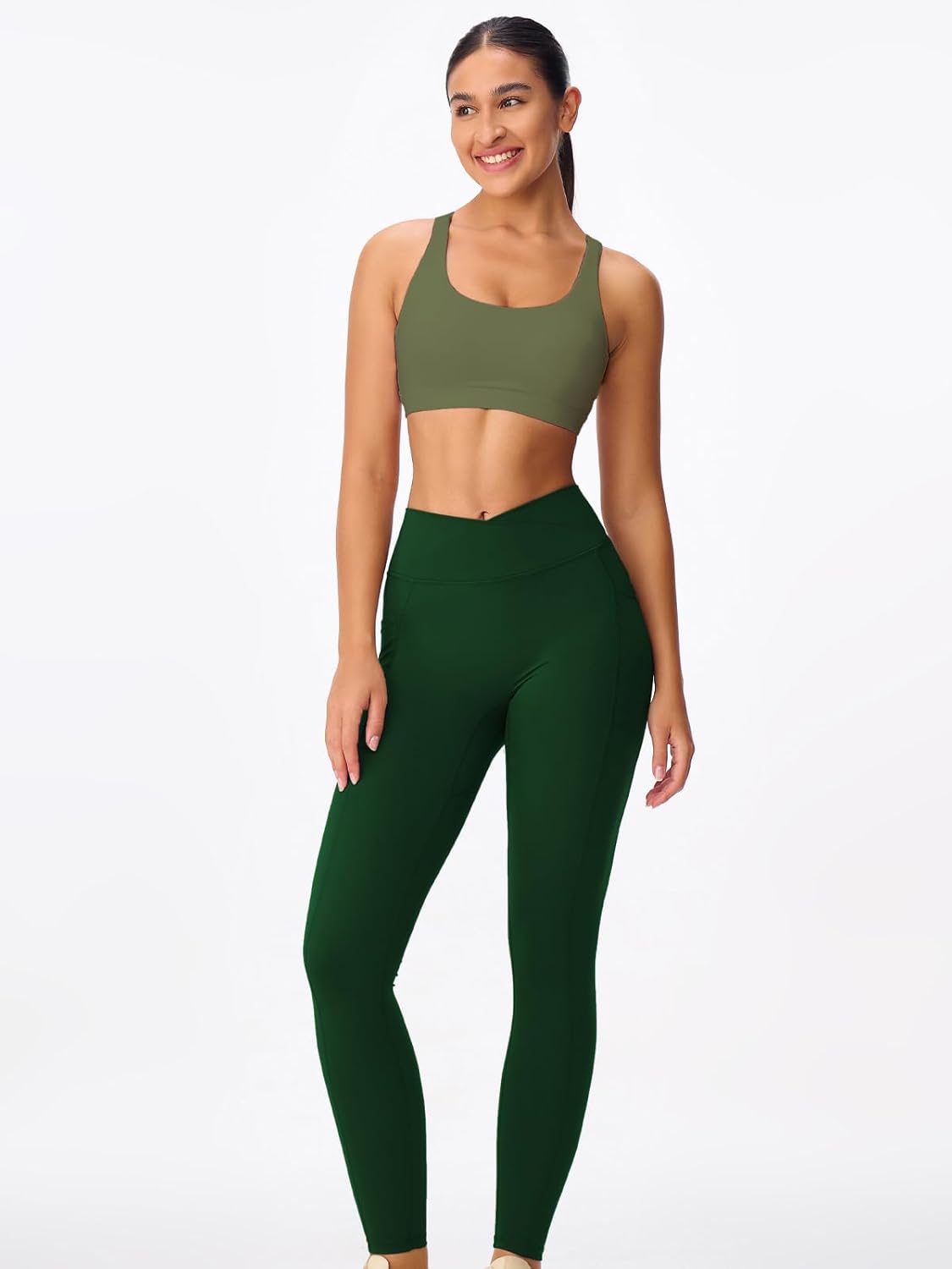 Women's Strappy Sports Bras Light Compression Crop Criss Cross Back Padded Workout Yoga Bra Supportive U Neckline - Image 5