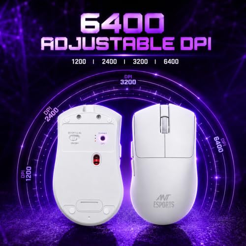 Image of Ant Esports GM380 V2 Tri-Mode Wireless Gaming Mouse | 2.4G + Bluetooth + Wired | 6400 DPI, 4000 FPS Sensor, 1000Hz Polling, 72Hrs Battery, Rechargeable & Lightweight for PC, Laptop, Mac White