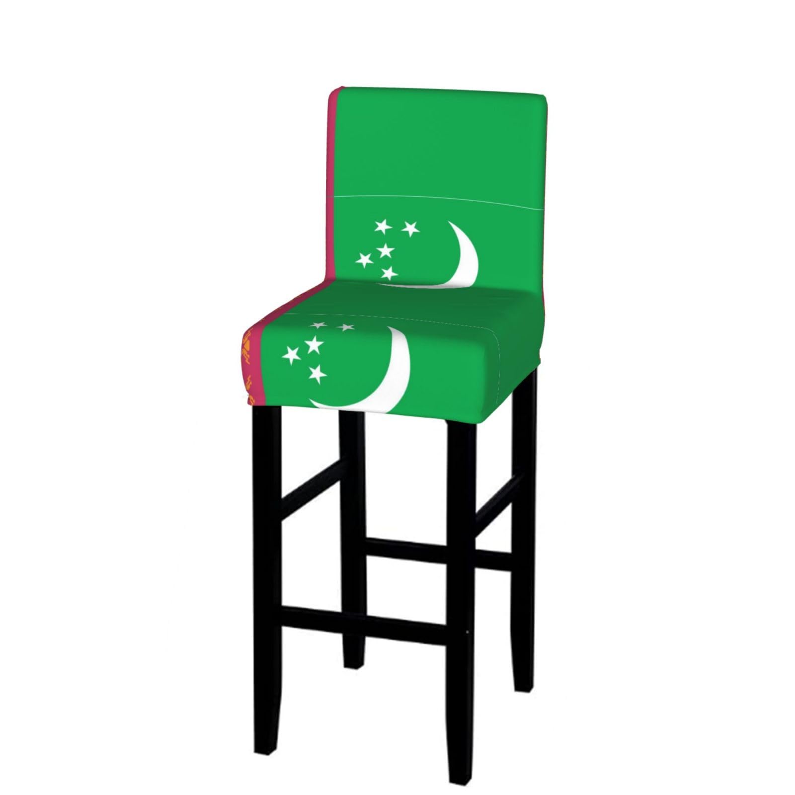 Flag of Turkmenistan Bar Stool Cover-Stretchy Chair Slipcover for Kitchen