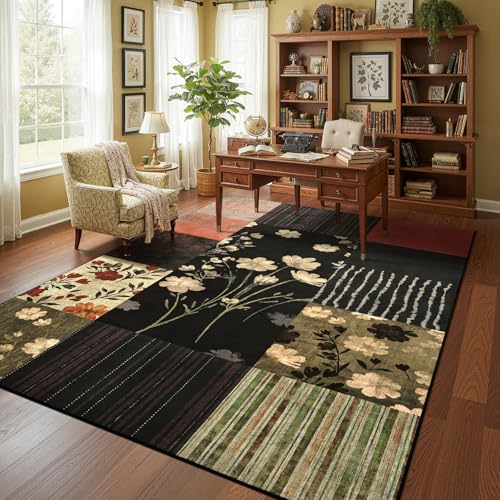 Tapete DweIke 182x122 cm Negro Geométrico Lavable Antideslizante miniatura 4
