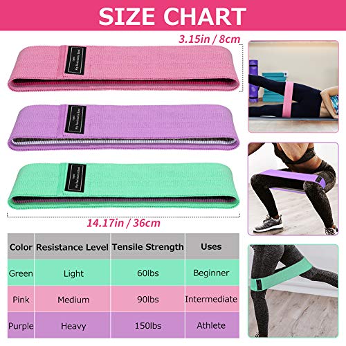 Conjunto de 3 pulseiras de resistência à hporia para exercícios de perna e bumbum, pacote com 3 puls