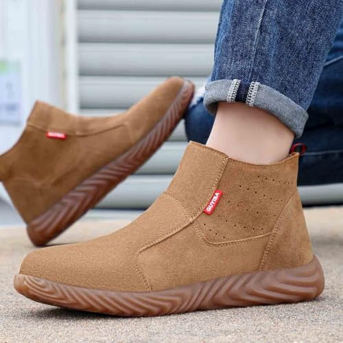Suede Work Safety Shoes, Welders Anti-Scald Shoes, Anti-Smash and Anti-Puncture Steel-Toed Shoes, Wear-Resistant and Non-Slip Labor Insurance Shoes(EU 42)2