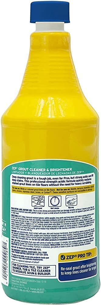 Zep Grout Cleaner and Brightener - 32 oz (Pack of 3) ZU104632 - Deep Cleaning Pro Formula