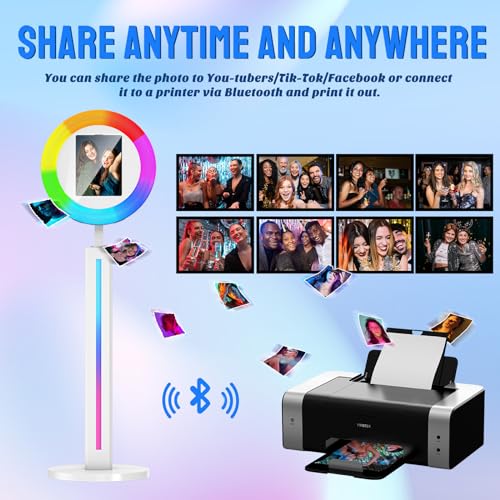 Image of Portable Photo Booth Compatible with Any Ipad, 2 Months ChackTok PhotoBooth VIP Member,RGB Music Sync, Software APP,Remote Control, Ring Light,Selfie Photo Booth with Flight Case White