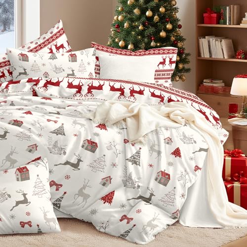 Freyamy Weihnachts Bettwäsche 135x200,Weihnachtsbaum Weiß...